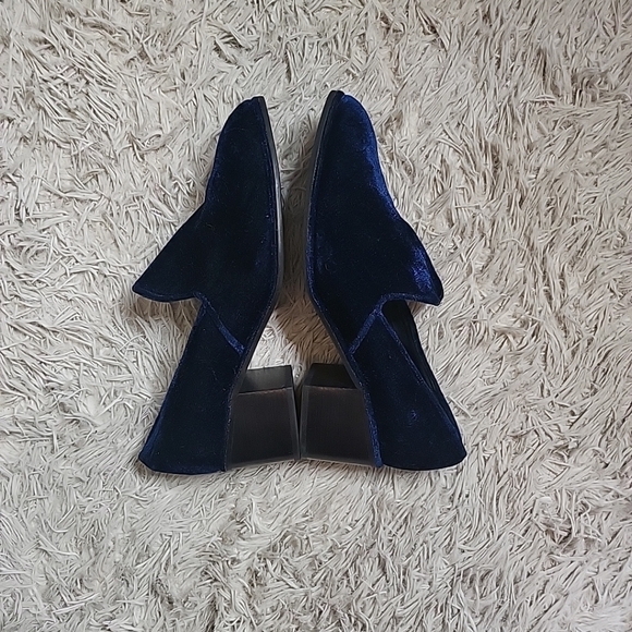 Womens Jeffrey Campbell McGavin Heel Loafers Blue Velvet Velour Size 11 Regency - Picture 4 of 9
